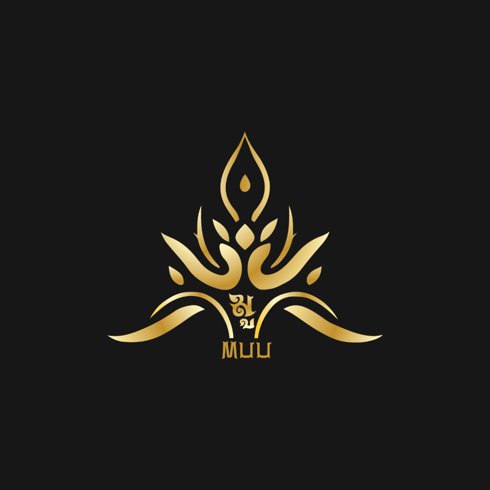 The MUU mark — a gold ornamental flame-and-lotus emblem above the word MUU